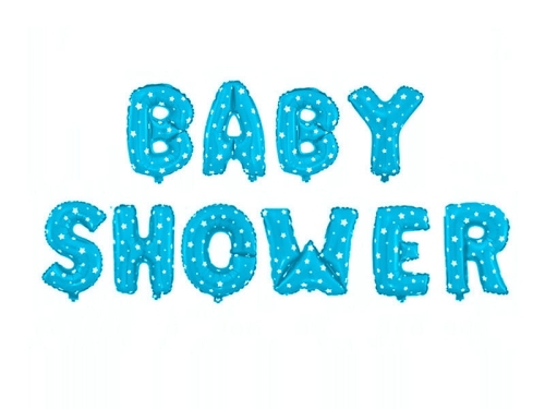 BALON NAPIS BABY SHOWER GWIAZDKI NIEBIESKI 16'' 40cm
