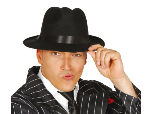 KAPELUSZ AL CAPONE GŁADKI CZARNY