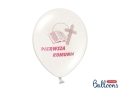 BALONY LATEKSOWE BIAŁE IHS KOMUNIA RÓŻ 27 cm 50 szt.