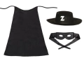 ZESTAW ZORRO CZARNY PELERYNA 55cm 3el