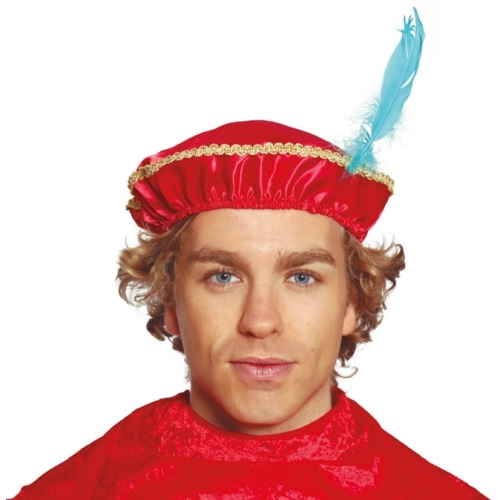 CZAPKA PAZIA PIÓRKO CZERWONA