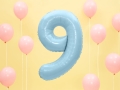 BALON CYFRA 9 BŁĘKITNY 34'' 86cm
