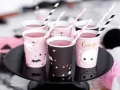 KUBECZKI PAPIEROWE DUSZKI NIETOPERZE CZARNO-RÓŻOWE MIX 220ml 6szt