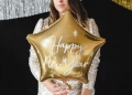 BALON GWIAZDA HAPPY NEW YEAR ZŁOTY 20'' 50cm