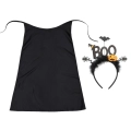 ZESTAW HALLOWEEN BOO CZARNY PELERYNA 75cm 2el