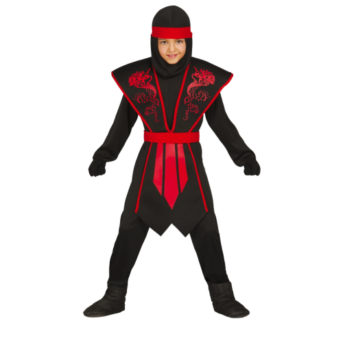 STRÓJ NINJA CZARNO-CZERWONY 110-115