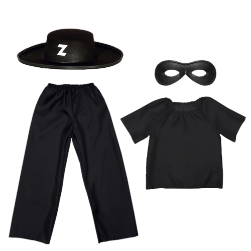 ZESTAW ZORRO CZARNY 134-140 4el