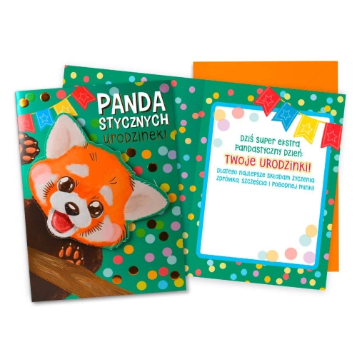 KARTKA URODZINOWA PANDASTYCZNYCH URODZIN ZIELONA 19x14cm 1szt