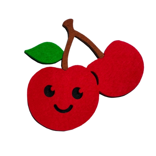 PANEL WIŚNIA FILCOWA CZERWONA 12,5x11cm