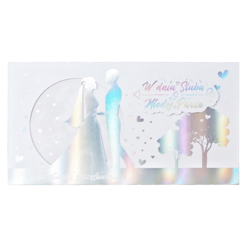 KARTKA ŚLUBNA PARA MŁODA HOLOGRAFICZNA 22x11cm 1szt