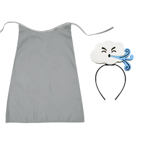 ZESTAW WIATR SZARY PELERYNA 90cm 3el
