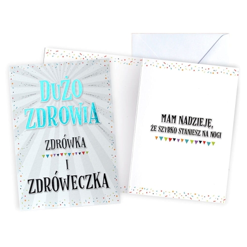 KARTKA DUŻO ZDROWIA, ZDRÓWKA I ZDRÓWECZKA 19x14cm
