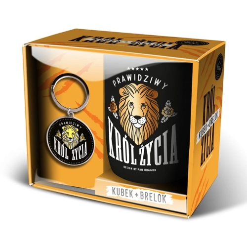 KUBEK Z BRELOKIEM KRÓL ŻYCIA CZARNY 300ml