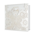 KARTKA CHRZEST NA PAMIĄTKĘ CHRZTU ORNAMENT BIAŁA 15x15cm