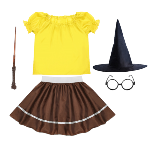 ZESTAW HUFFLEPUFF ŻÓŁTO-BRĄZOWY 134-140 5el