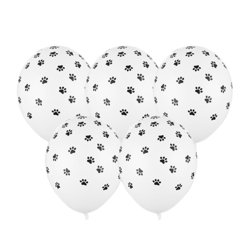 BALONY BIAŁE KOCIE ŁAPKI 30cm 5szt