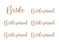 NAKLEJKI NA KIELISZKI BRIDE &amp; BRIDESMAID RÓŻOWE ZŁOTO 6szt