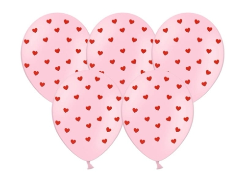 BALONY RÓŻOWE SERCA 30cm 5szt