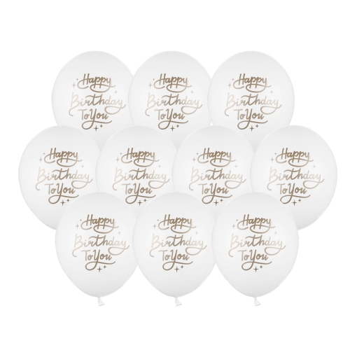 BALONY BIAŁE HAPPY BIRTHDAY TO YOU 30cm 10szt