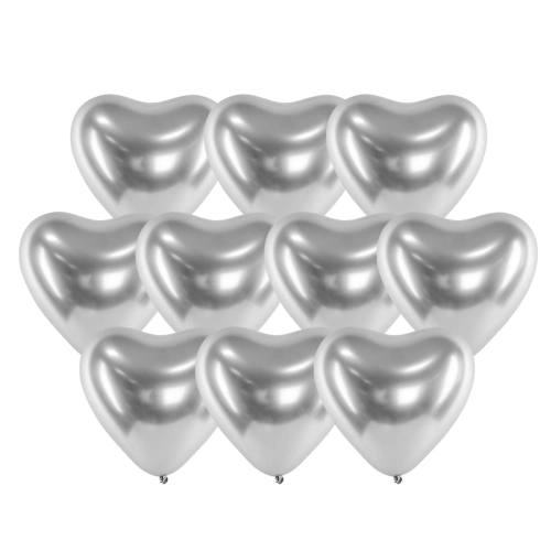BALONY SERCE GLOSSY SREBRNE 30cm 10szt