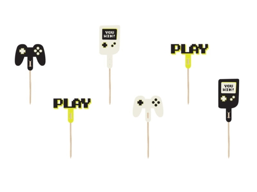 DEKORACJE DO MUFFINEK GAMER 6szt