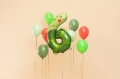BALON FOLIOWY CYFRA 6 ŻÓŁW ZIELONY 38'' 96cm