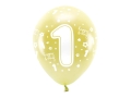 BALONY JASNOZŁOTY CYFRA 1 ECO 33cm 6szt