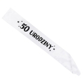 SZARFA 50 URODZINY BIAŁA 85cm