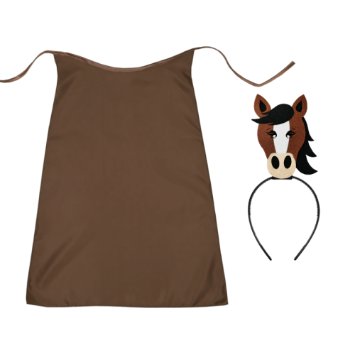 ZESTAW KONIK BRĄZOWY PELERYNA 90cm 3el