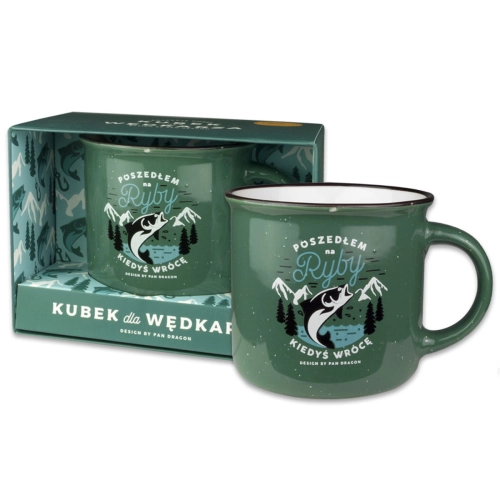 KUBEK POSZEDŁEM NA RYBY, KIEDYŚ WRÓCĘ CIEMNOZIELONY 350ml