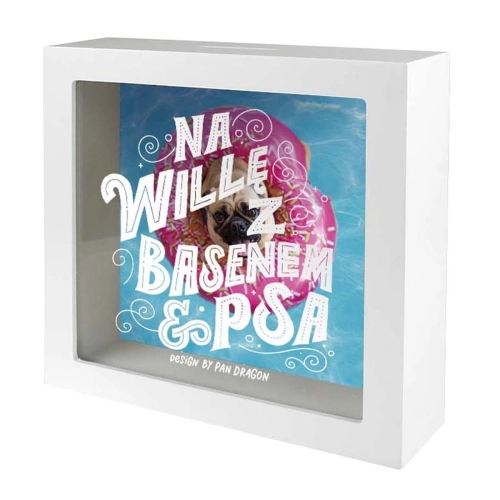 SKARBONKA NA WILLĘ Z BASENEM I PSA BIAŁA 15x15cm