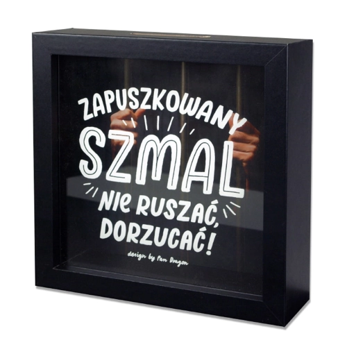 SKARBONKA ZAPUSZKOWANY SZMAL CZARNA 15x15cm