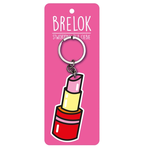 BRELOK SZMINKA CZERWONO-RÓŻOWY