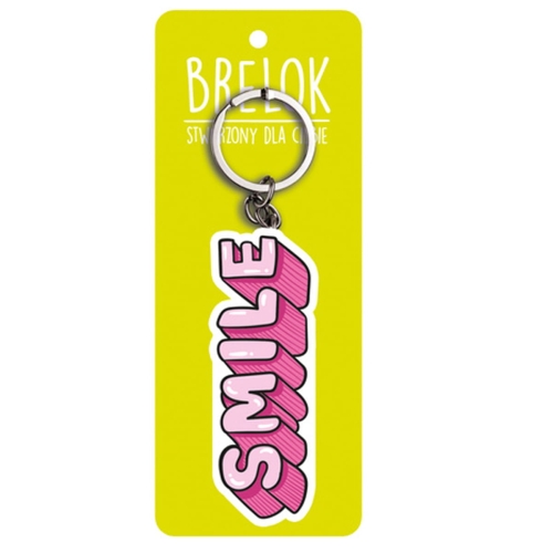 BRELOK NAPIS SMILE RÓŻOWY