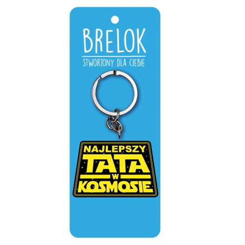 BRELOK NAJLEPSZY TATA W KOSMOSIE CZARNO-ŻÓŁTY