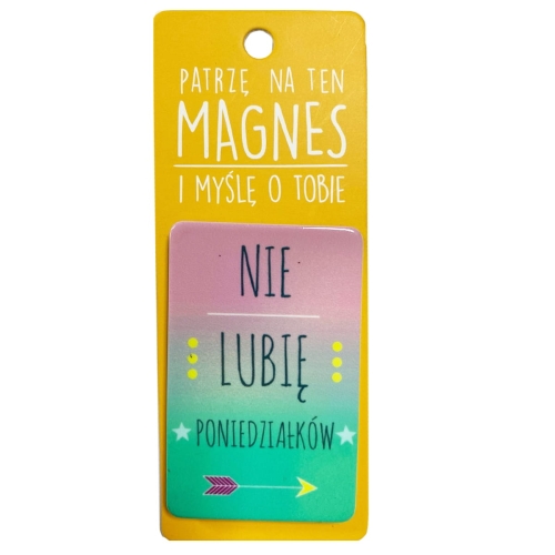 MAGNES TABLICZKA NIE LUBIĘ PONIEDZIAŁKÓW ZIELONO-RÓŻOWY