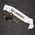 SZARFA 30 URODZINY BIAŁA 85cm