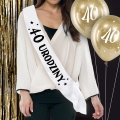 SZARFA 40 URODZINY BIAŁA 85cm