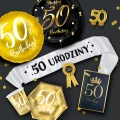 SZARFA 50 URODZINY BIAŁA 85cm