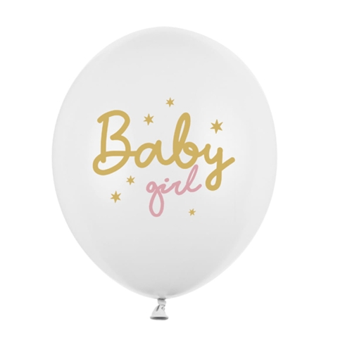 BALON PARTY DECO STRONG PASTEL BABY GIRL BIAŁY 30cm 1szt