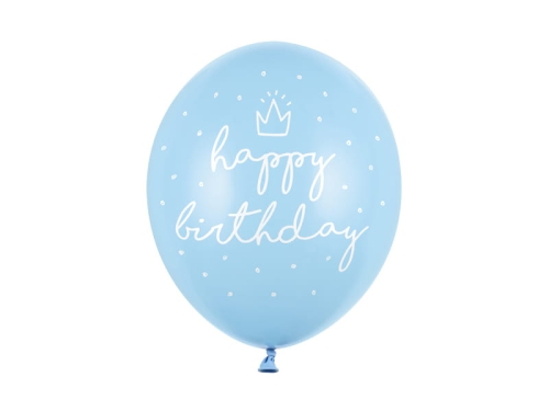 BALON PARTY DECO STRONG PASTEL HAPPY BIRTHDAY BŁĘKITNY 30cm 1szt