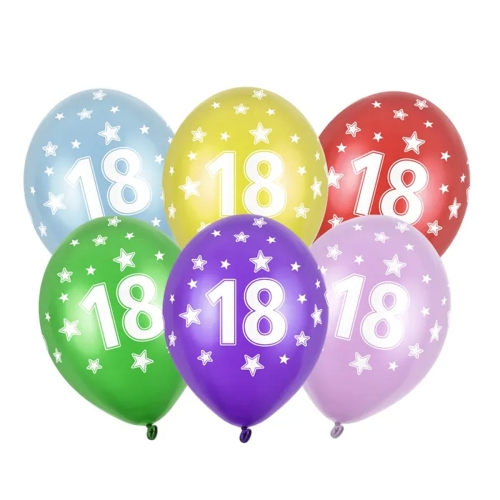 BALON PARTY DECO STRONG METALLIC 18 BIRTHDAY MIX 30cm 1szt