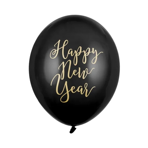 BALON PARTY DECO STRONG PASTEL HAPPY NEW YEAR CZARNY 30cm 1szt