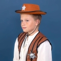 KAPELUSZ SZERYF KOWBOJ MAŁY DZIECIĘCY GWIAZDA BRĄZOWY