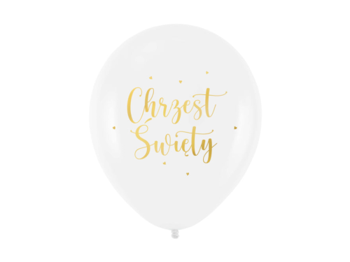 BALON PARTY PAL PASTEL CHRZEST ŚWIĘTY SERDUSZKA BIAŁY 30cm 1szt