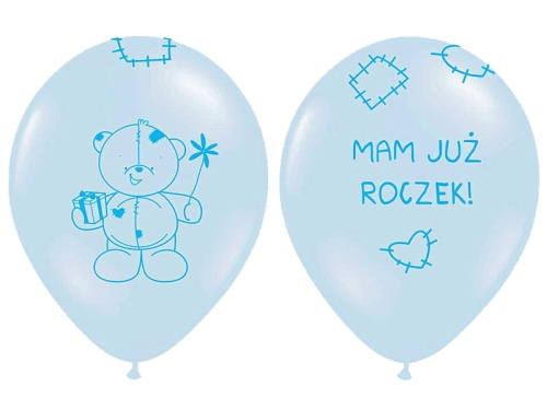 BALON PARTY DECO STRONG PASTEL MAM JUŻ ROCZEK MIŚ BŁĘKITNY 30cm 1szt