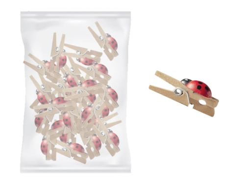 KLAMERKI Z BIEDRONKĄ DREWNIANE 2,5cm 100szt