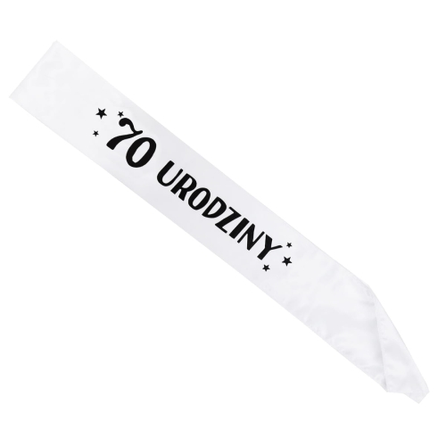 SZARFA 70 URODZINY BIAŁA 85cm