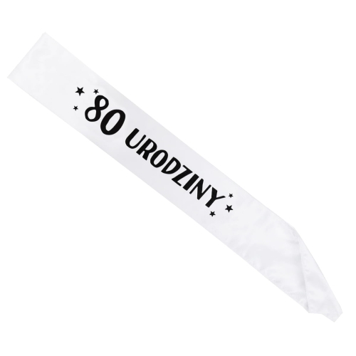 SZARFA 80 URODZINY BIAŁA 85cm
