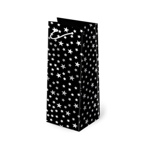 TOREBKA PREZENTOWA GWIAZDKI OPALIZUJĄCE CZARNA 37x12cm